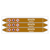 Značení potrubí, benzín,3 ks, 355 × 37 mm